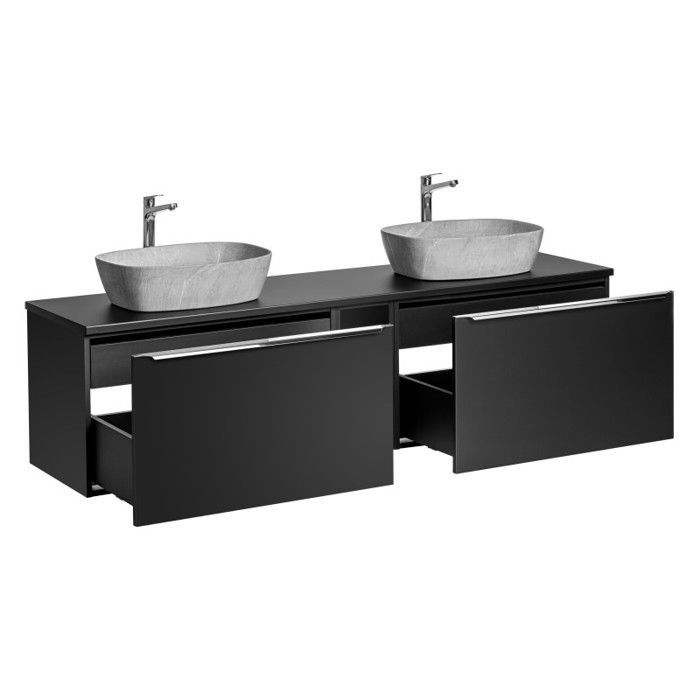 Conjunto para banheiro - GENÉRICO - Rosario Preto - Cuba dupla - 180 cm - Design moderno