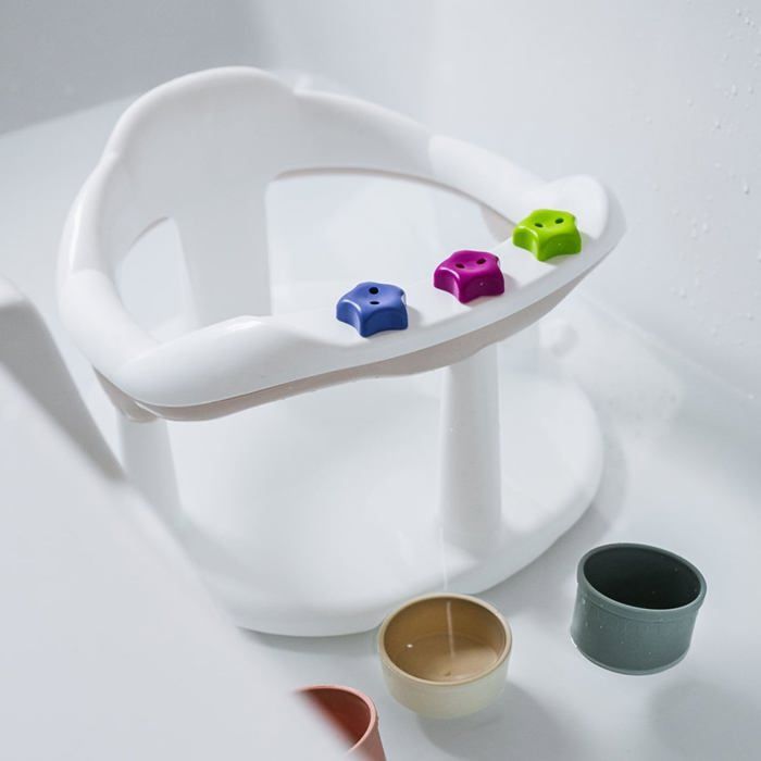Cómoda silla de baño para bebés con aro de juego - Instalación rápida y estable - Para niños de 7 a 16 meses