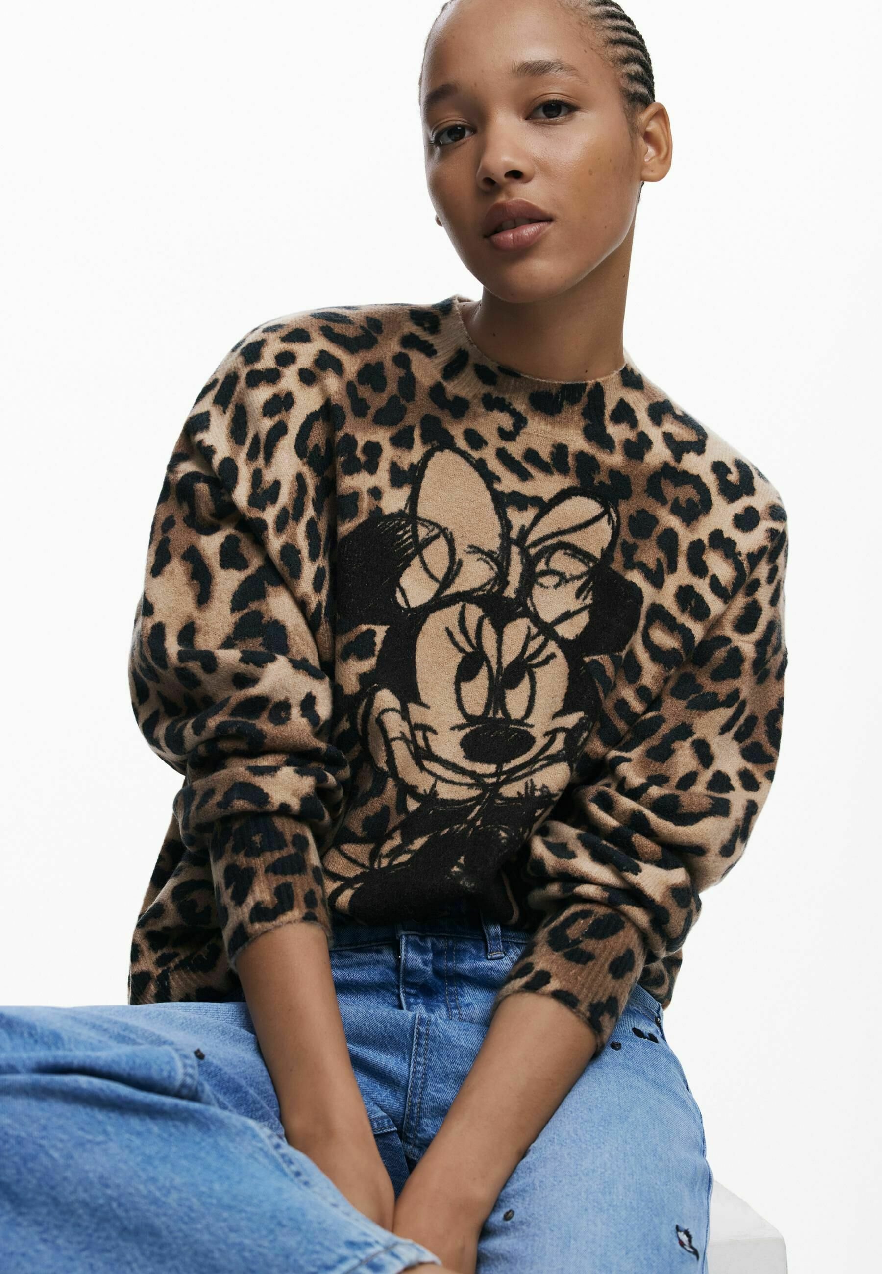 Desigual MINNIE DIERENPRINT - Trui - bruin