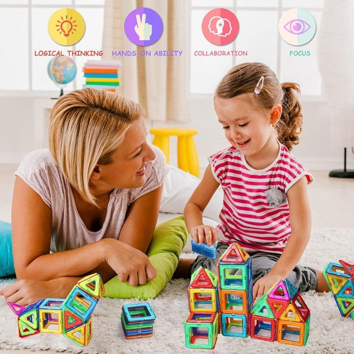 38PCS Blocs de Construction Magnétiques - Jouet Carreaux Cadeau pour enfants de 3, 4, 5, 6, 7, 8 ans, Garçon, Fille