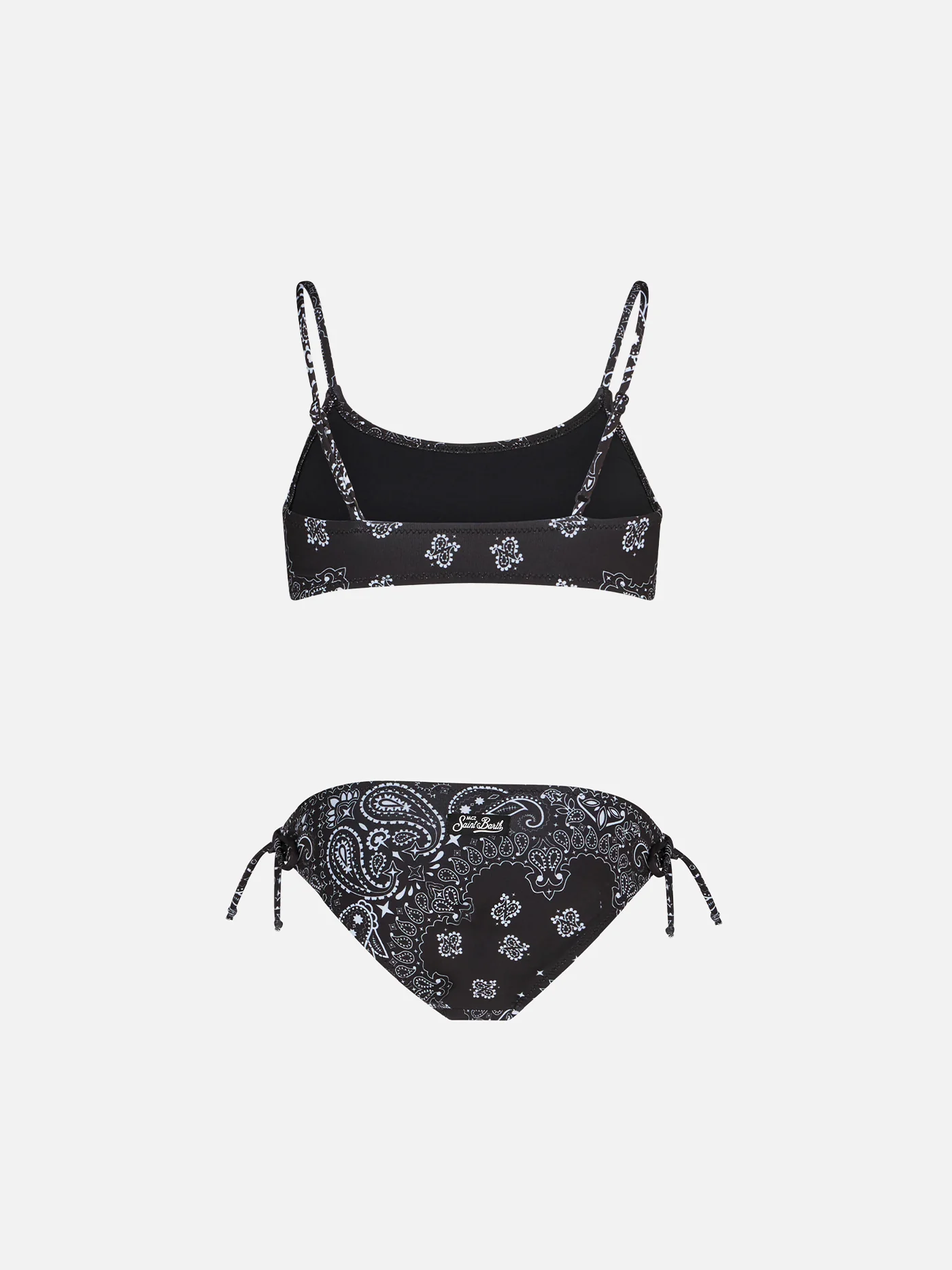 Biquíni top preto infantil com estampa de bandana