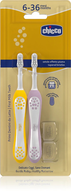 Chicco dantų šepetėlių rinkinys 6-36 mėn., vaikiškas dantų šepetėlis