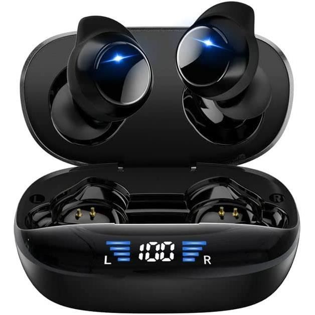 Écouteurs Sans Fil - FINGERTIME - 4 Micros pour Appels HD, Son Stéréo Immersif, Autonomie 48H, Étanche IPX7, Écran LED