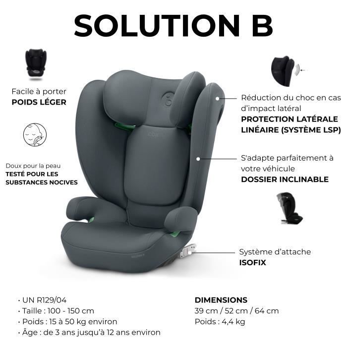 Silla de coche CBX by Cybex Solution B i-Fix para niños de 3 a 12 años, de 15 a 50 kg y de 100 a 150 cm de altura - Gris