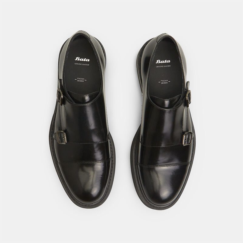 Eleganckie skórzane buty męskie z podwójnymi klamrami