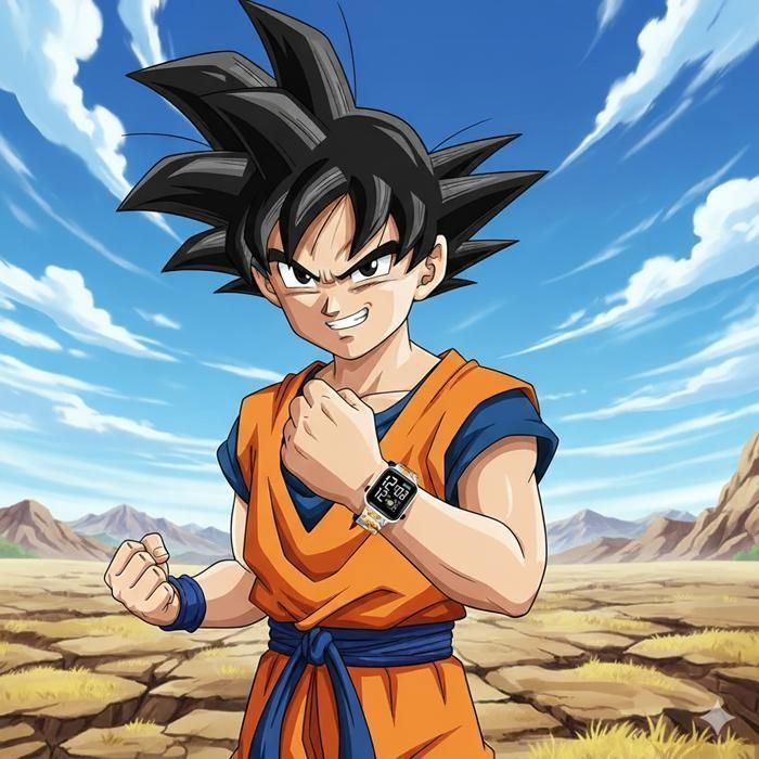 Reloj digital infantil – Dragon Ball Z – Goku Super Saiyan – Luz LED y correa ajustable