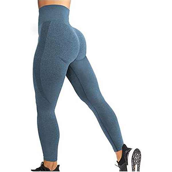 Leggings de sport taille haute pour femme, contour sourire, sans coutures, bleu, taille XL : Sports et loisirs de plein air