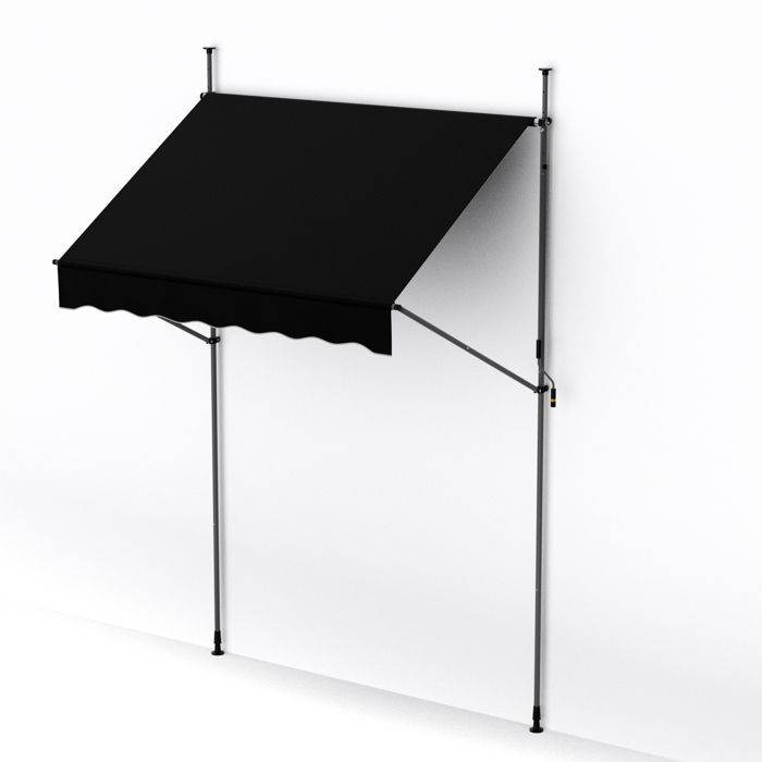COSTWAY Store Banne Manuel Rétractable 2,5 x 1,2M - Manivelle Hauteur Réglable 210-300CM, Auvent de Terrasse Anti UV Noir