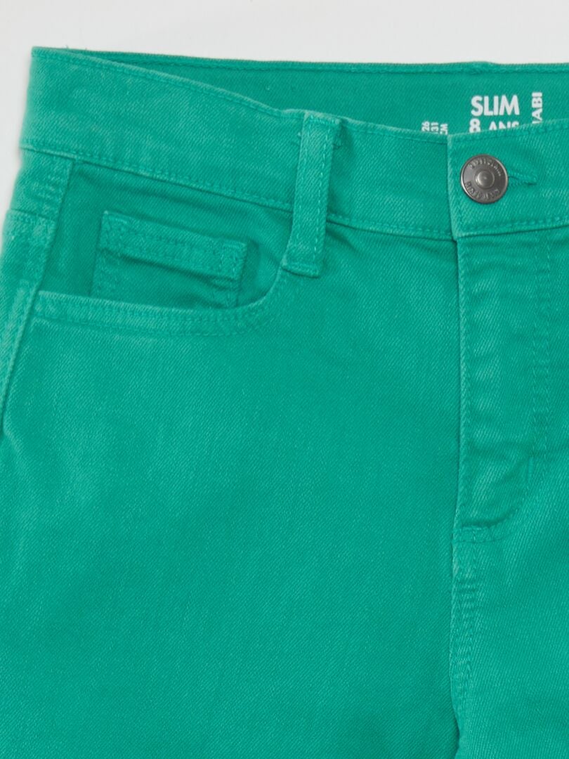 Calça jeans slim de 5 bolsos - VERDE