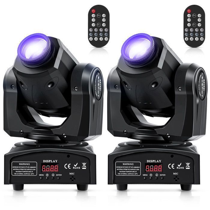 JAJALUYA 150W Jeux de Lumiere - Lyre LED RGBW DMX Gobo Beam - Lumière de Scène Avec Télécommande Pour DJ Party Disco Pack DE 2