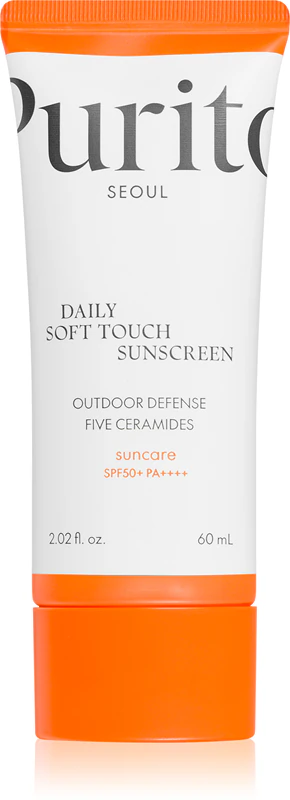Purito Daily Soft Touch Zonnebrandcrème voor het gezicht, lichte bescherming, SPF 50+