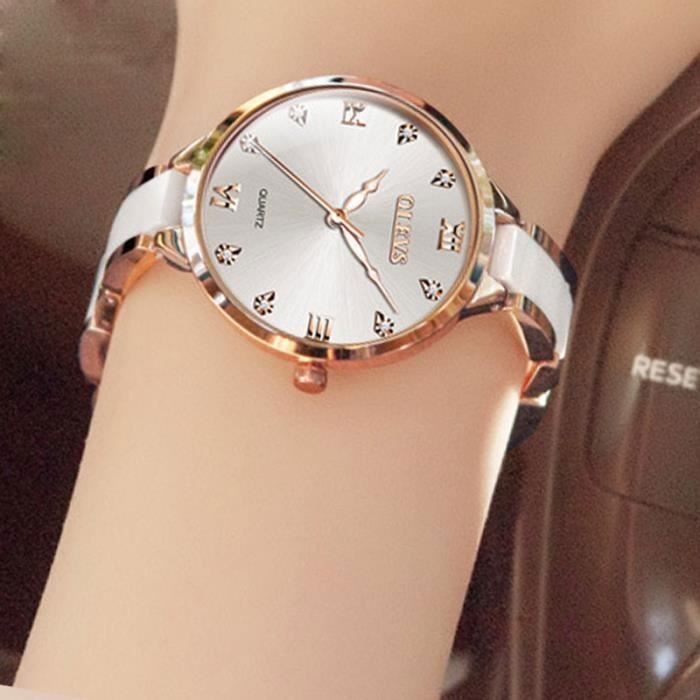 Montre femme de marque diamant bracelet en céramique étanche blanc grâce tempérament cadeau de qualité