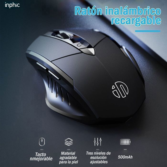 Mouse wireless SDLOGAL, mouse ottico ergonomico silenzioso, mouse wireless ricaricabile 2.4G con ricevitore nano USB, 6 pulsanti, nero