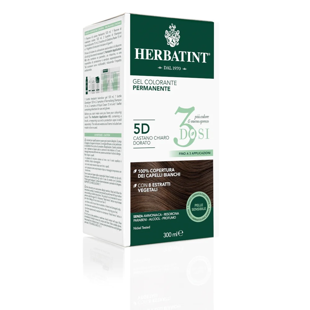 HERBATINT Gel de coloration permanente Herbatint 3 doses 5D Châtain clair doré 300 ml