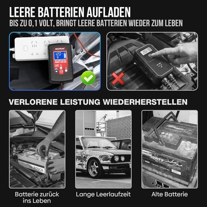 Cargador de baterías - NETBOAT - 6/12 V - 2 A - Mantenedor de baterías - Universal
