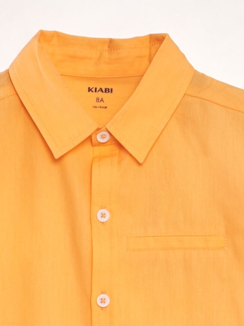 Camisa de manga curta de cor sólida - LARANJA