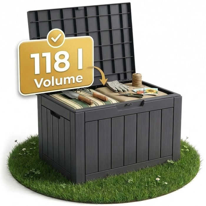 Coffre de jardin résistant aux intempéries - Anthracite 118 L