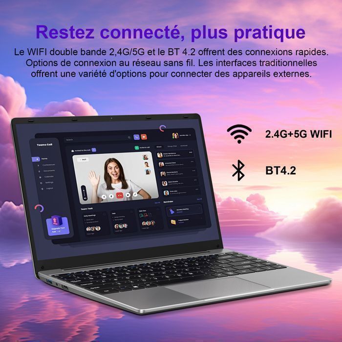 Notebook BVATE de 14 polegadas - Windows 11 - 6 GB de RAM + 256 GB de armazenamento - SSD expansível de 1 TB - Tela FHD 1080p - Wi-Fi 2.4G + 5G - Cinza
