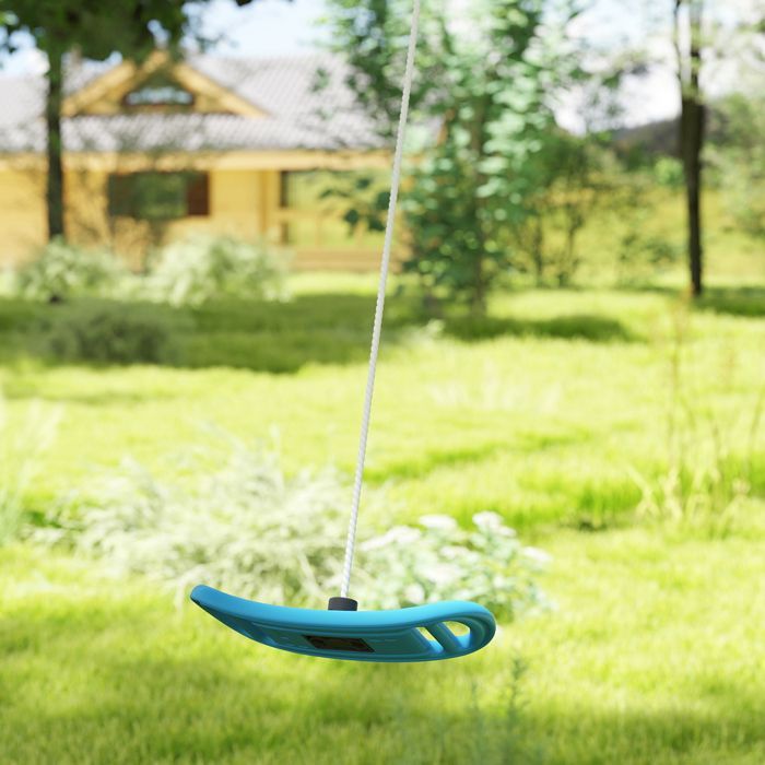 Children's swing for outdoor and indoor use - AIYAPLAY - adjustable rope, carabiner, max. load 70 kg - blue
