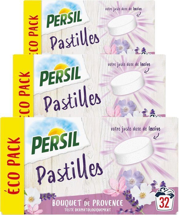 Bouquet de Provence Wasmiddeltabletten - 96 wasbeurten - dermatologisch getest en geschikt voor de gevoelige huid (verpakking van 3 x 32)