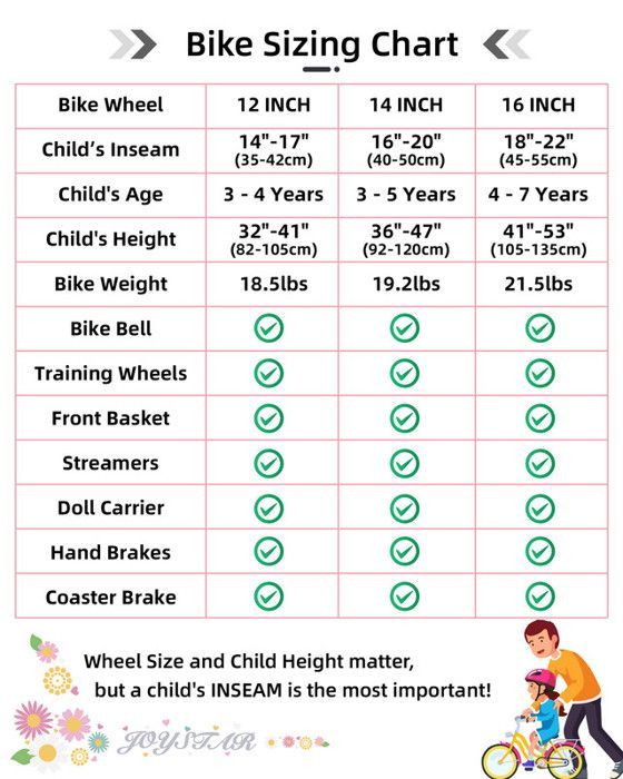 Vélo d'enfant - HILAND - JOYSTAR - 12 pouces - Rose - Avec roues auxiliaires