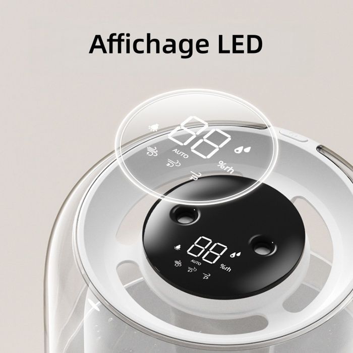 Humidificador de 6,8 litros, pantalla LED, doble salida de niebla, luz nocturna, funcionamiento silencioso, portátil, color beige.