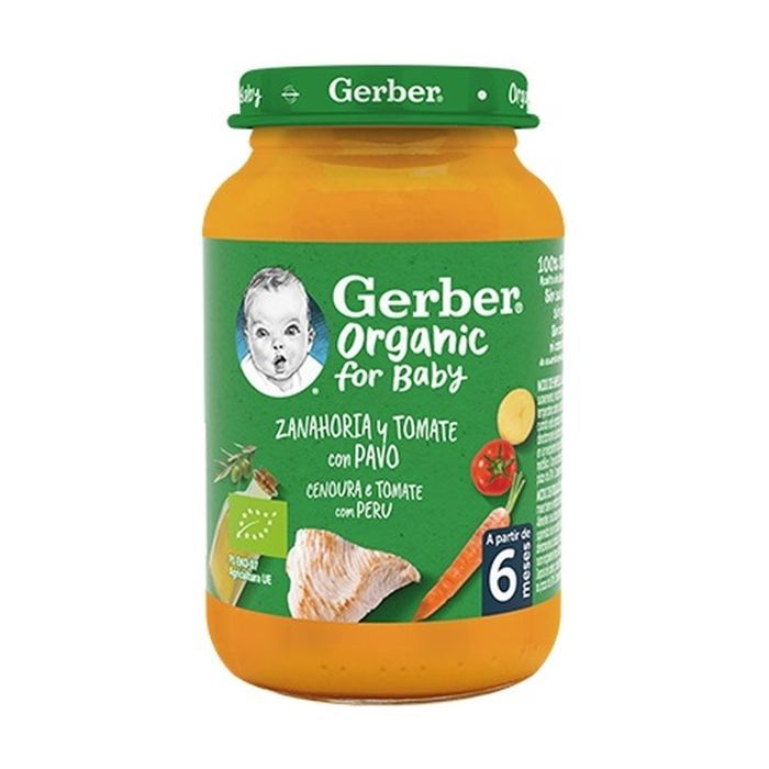 GERBER ORGÂNICO - Potinho de comida para bebê, cenoura, tomate e peru 190 g (Cenoura - Peru - Carne)