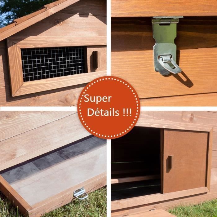Poulailler en bois pour jardin extérieure cage canard équipé 2 nichoirs 185 x 84 x 112 cm Modèle 154 Ferme de terrain