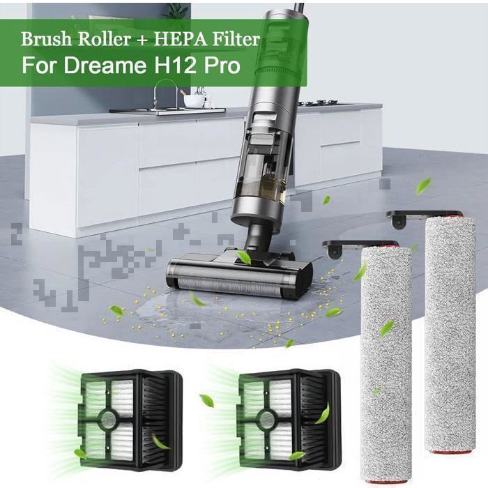 Brosse à Rouleau + Filtre Accessoires pour aspirateur Sec et Humide pour Dreame H12 Pro / H12 Dual, pièces de Rechange