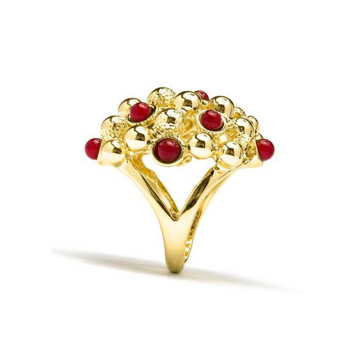 Anello - LUXENTER - Xiglor - Finitura oro giallo 18 carati - Pietra di corallo - Donna