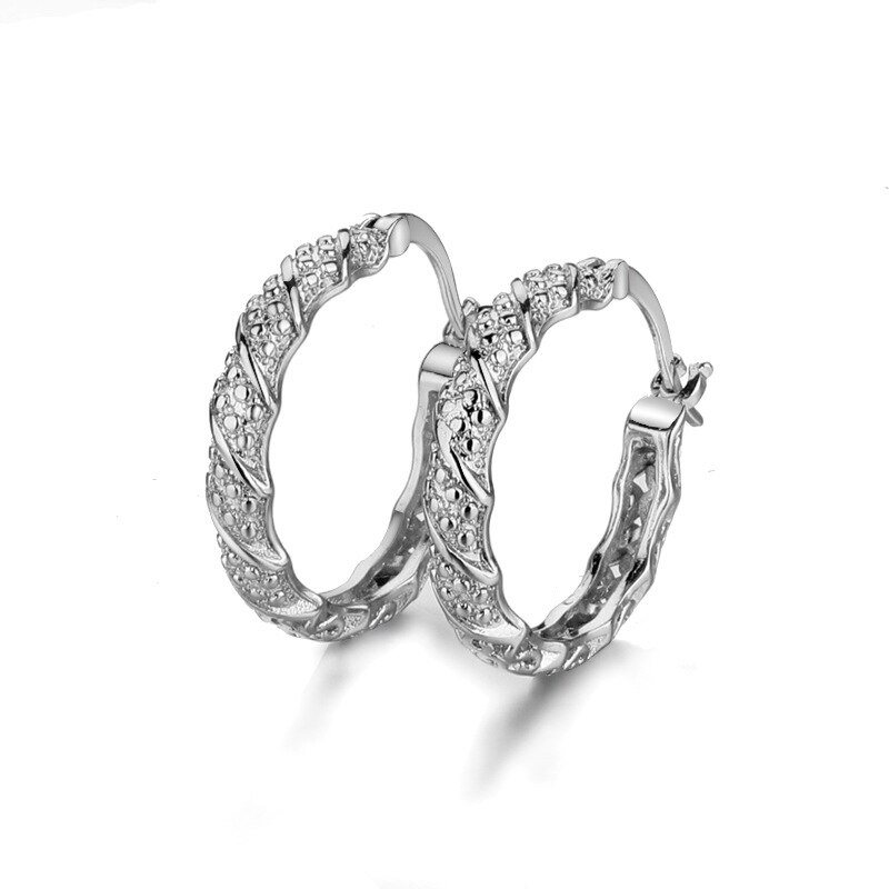 Fashion 925 Silver Stud Earrings – Double-row Round Crystal Design Coral-accented jewelry for women – Diamond stud earrings