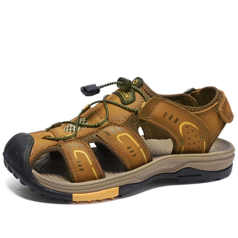 Sandali da uomo di lusso in vera pelle per l'estate, ciabatte da spiaggia in pelle bovina di alta qualità, scarpe da passeggio da uomo, taglia grande 46