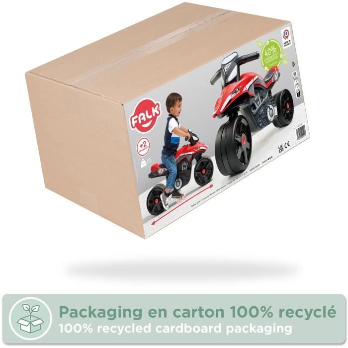 FALK Moto Racing Team loopfiets - Brede wielen en stuur - Gemaakt in Frankrijk - 40% gerecycled plastic - Geschikt voor kinderen vanaf 2 jaar