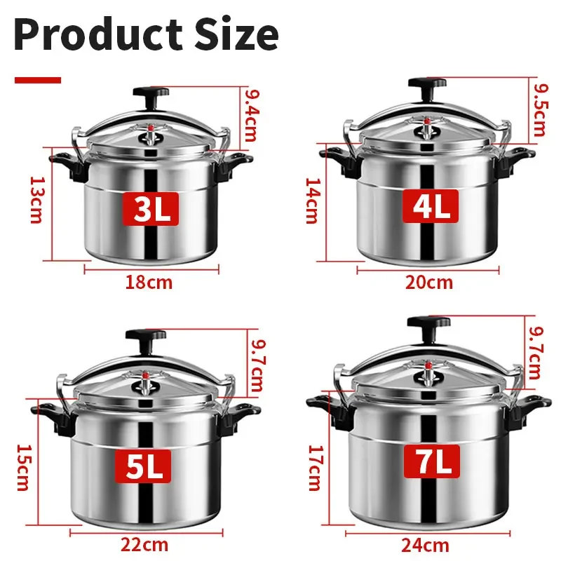 Autocuiseur professionnel 3L/4L/5L/7L en aluminium robuste, antidéflagrant, pour cuisinière à gaz.