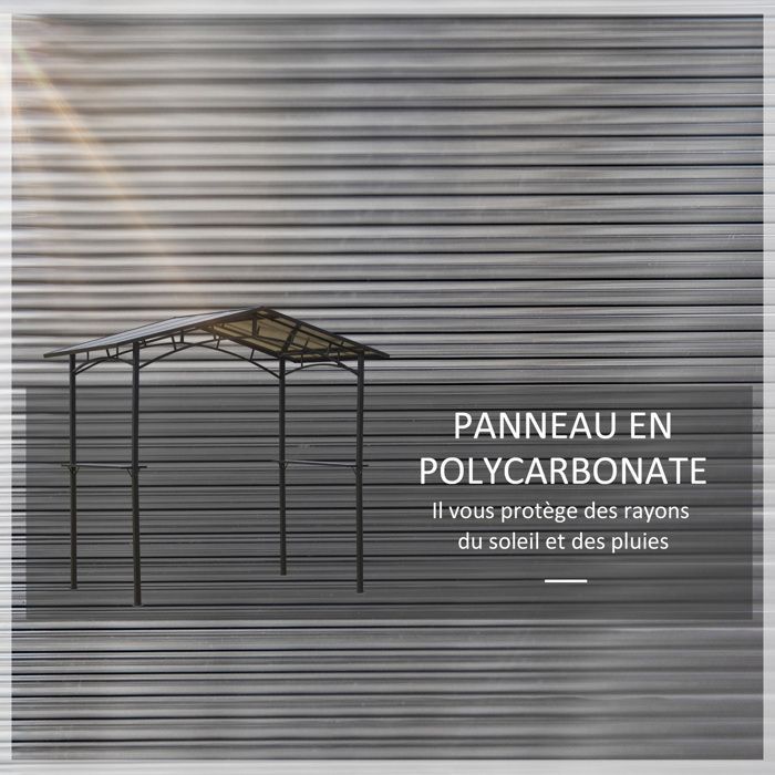 Outsunny - Barbecueoverkapping - Metaal - 246x149x230cm - Zwart