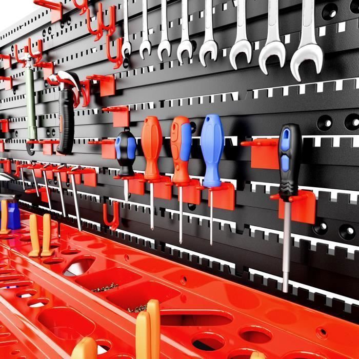 Panel de pared MONZANA® de 54 piezas para almacenamiento de herramientas, soportes de plástico para herramientas para la organización del taller de bricolaje.
