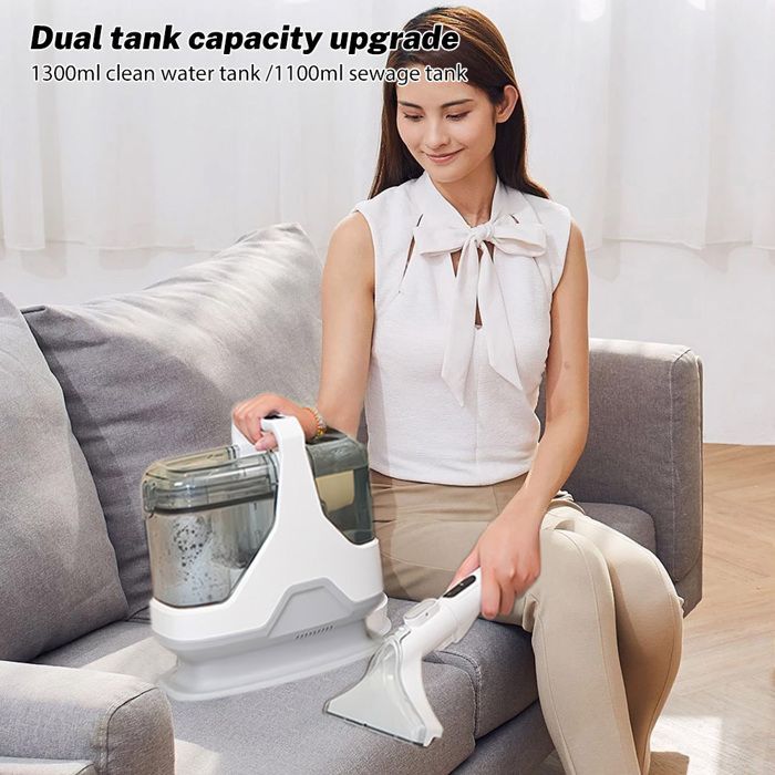 Nettoyeur Canapé Tissu600 W - Aspiration 15 kPa, modes double aspiration et nettoyage, réservoirs d'eau doubles 1,3 L/1,1 L