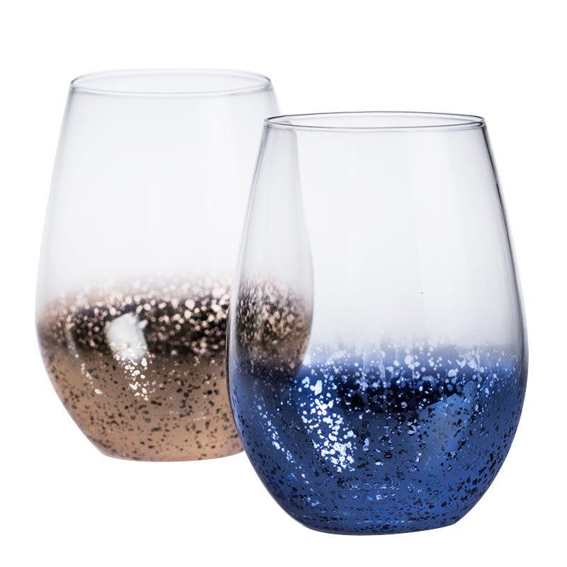 Bicchiere da whisky a forma di uovo in stile giapponese con galvanizzazione creativa e colori vivaci, bicchiere da vino con cielo stellato e bicchiere da milkshake colorato.