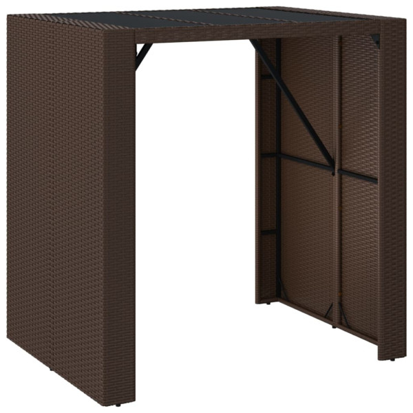 Stolik barowy ze szklanym blatem Brąz 105 x 80 x 110 cm Technorattan vidaXL