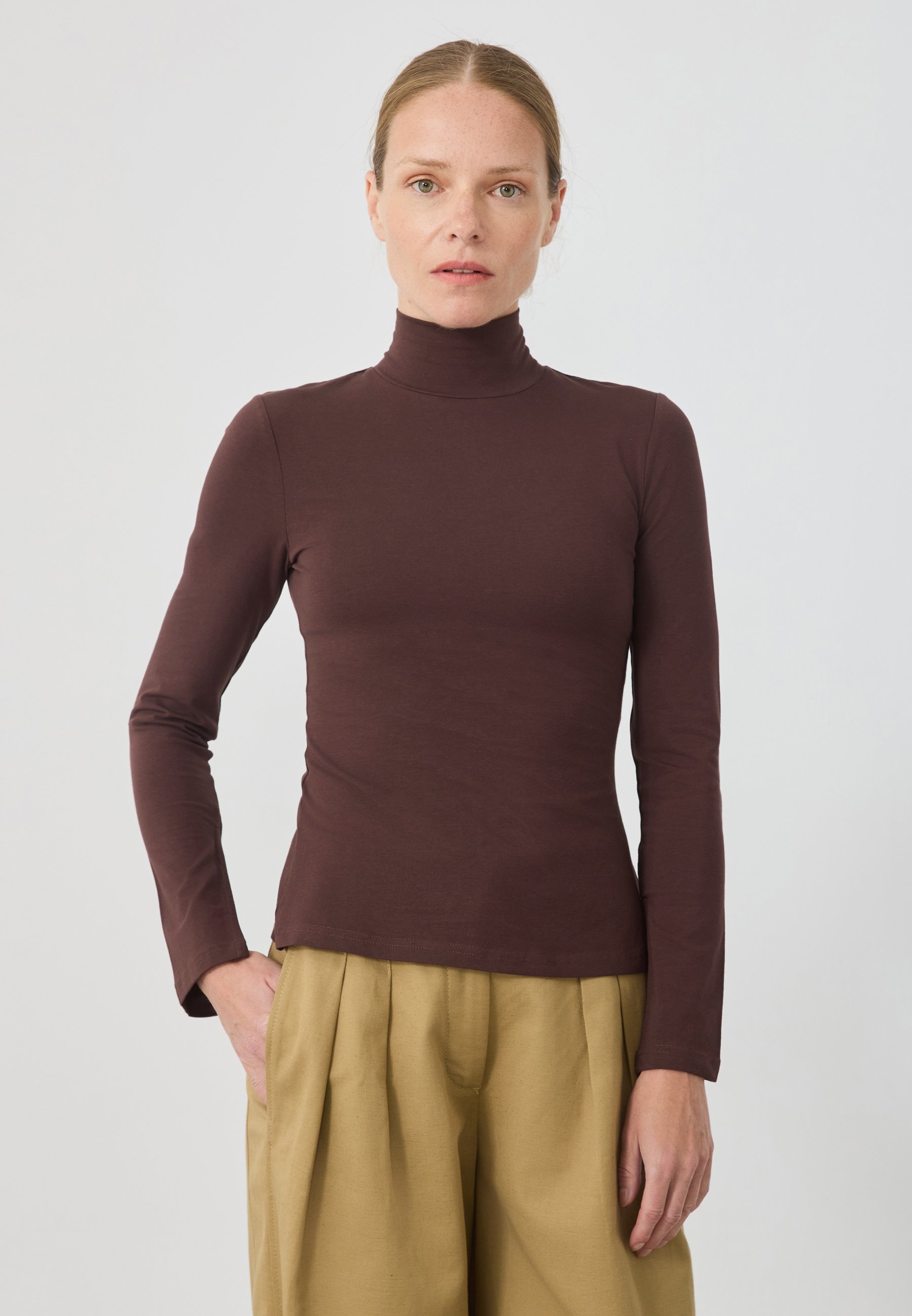 Anna Field top met lange mouwen - donkerbruin