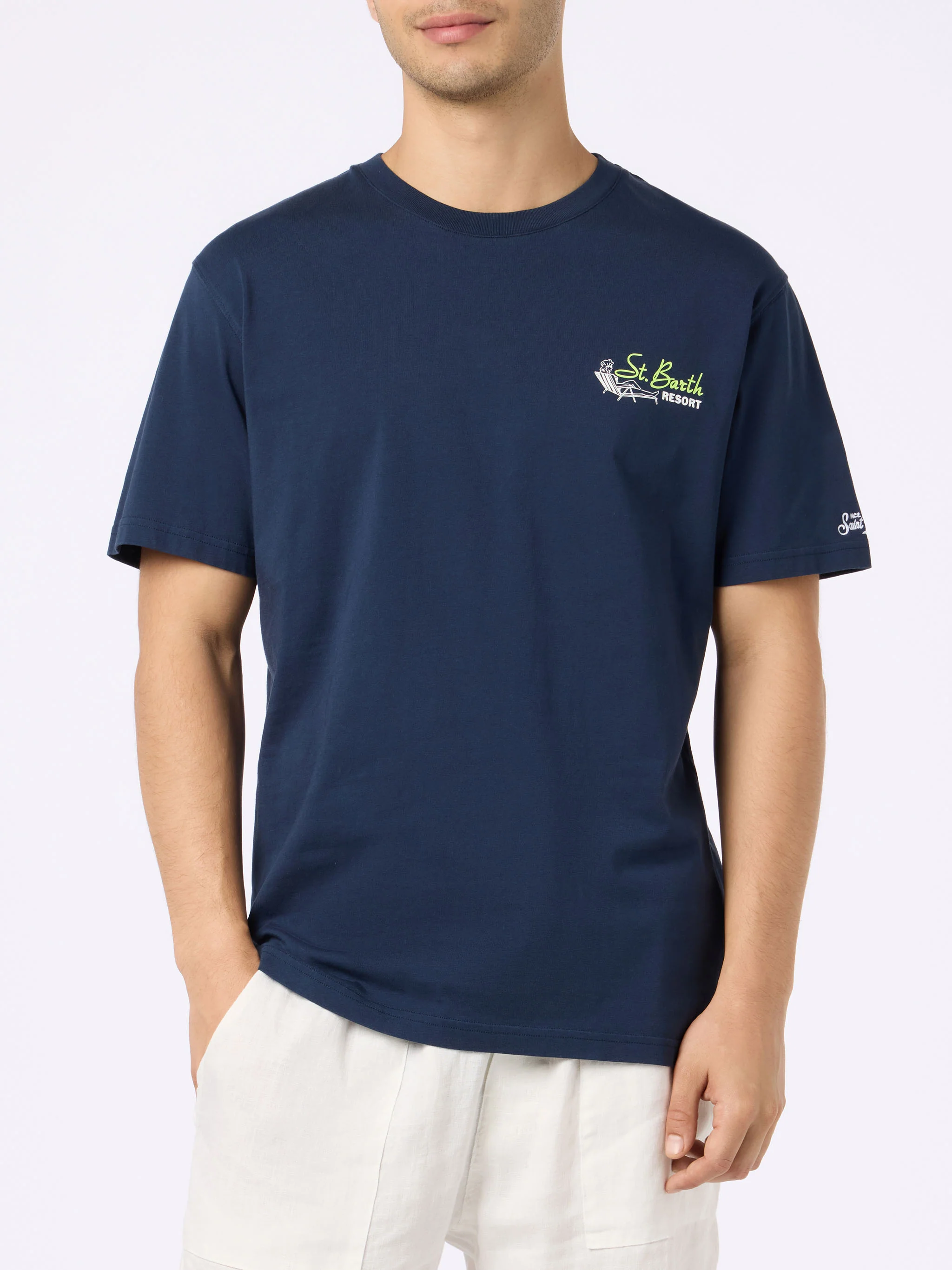 Camiseta de algodón para hombre de St. Barth Resort con estampado localizado