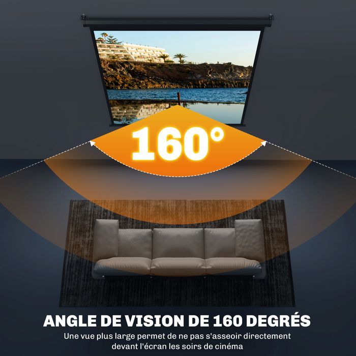 Pantalla de proyección HOMCOM de 85 pulgadas para cine en casa, 1:1, 4K HD, montaje en pared/techo, acero, 162,5 x 8 x 162 cm, color negro.