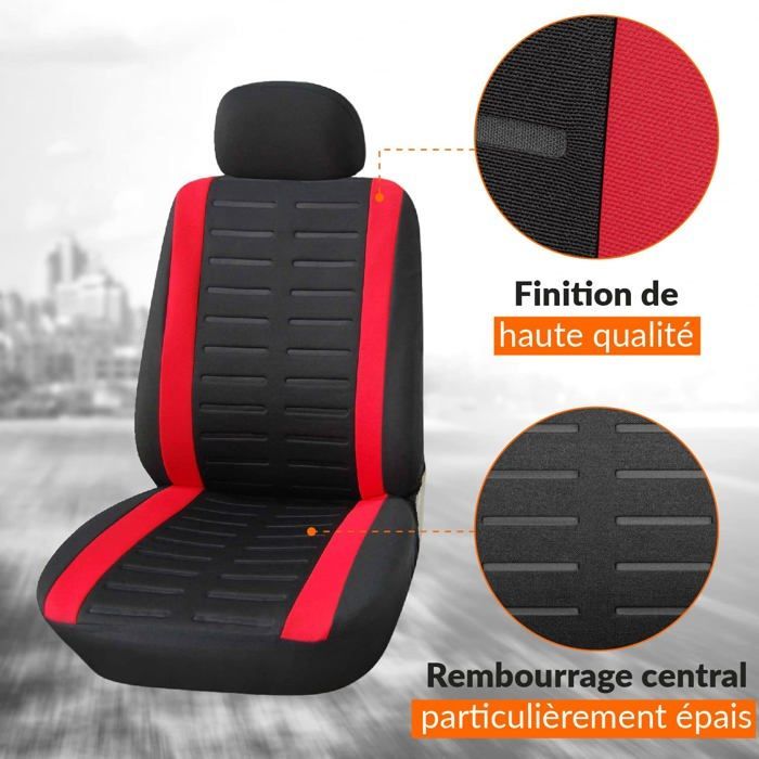 Funda universal para asiento de coche negra y roja | Juego de fundas universales para asientos de coche | Fundas para asientos