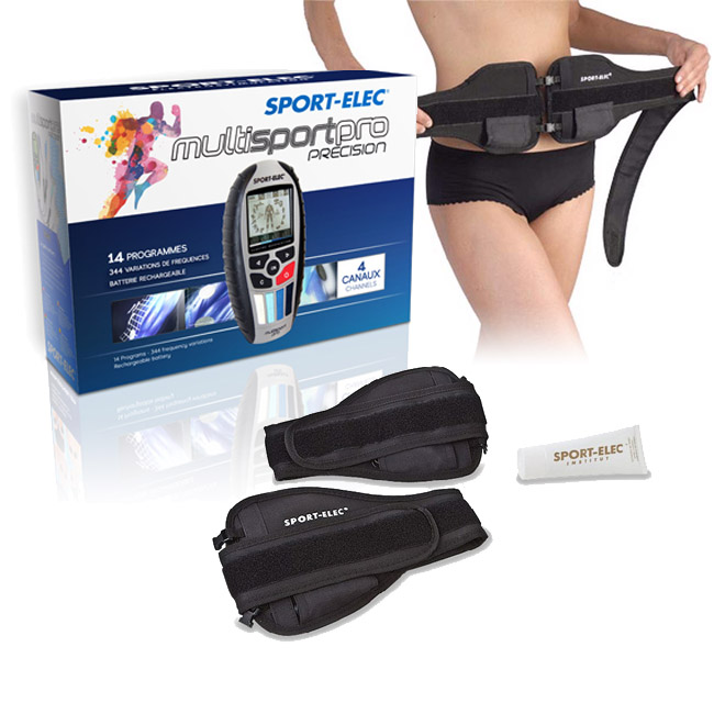 Eletroestimulador muscular de precisão Multisport Pro, 4 canais, 14 programas, cinto Sport-elec+.
