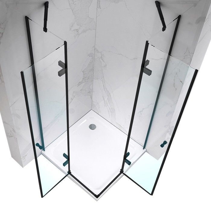 MAYA-BLACK Cabine de douche H 190 cm en verre 6 mm Dimensions - 70 x 80 cm, Verre - transparent