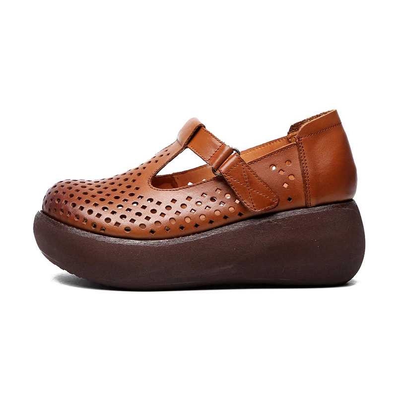 Women sandals platform wedges shoes 2021 new genuine leather women sandals thick bottom vintage,women sandals flat casual