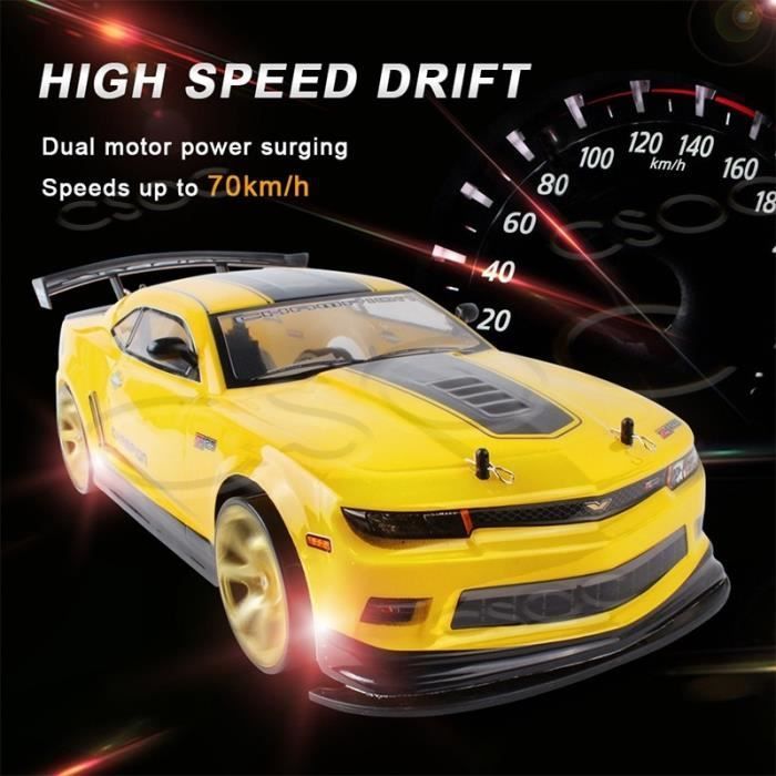 70 kmh - voitures tout-terrain RC à dérive,1-10G, avec lumière LED, grande vitesse, télécommande, jouets de c