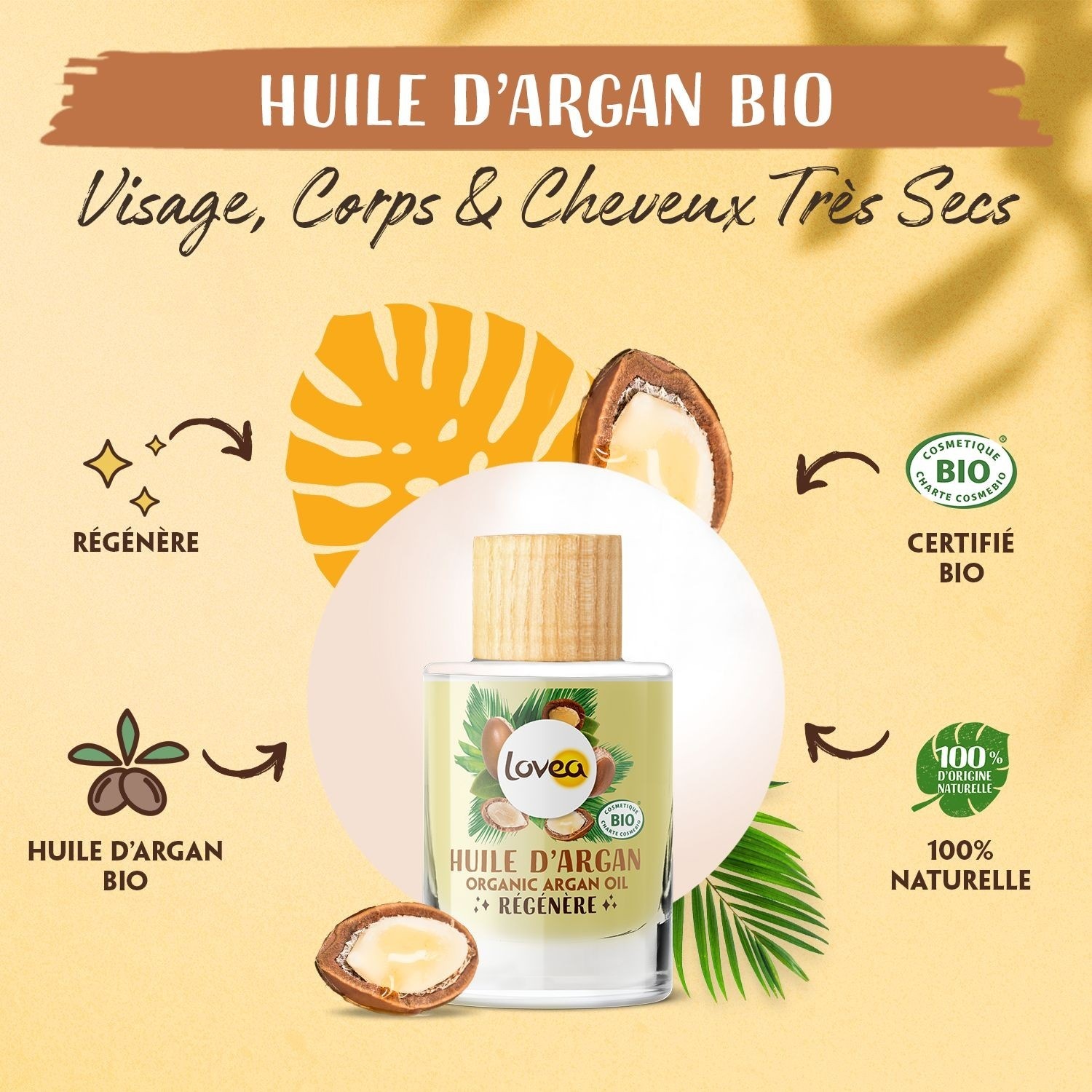 Lovea Huile d'Argan Bio Régénère Certifiée BIO