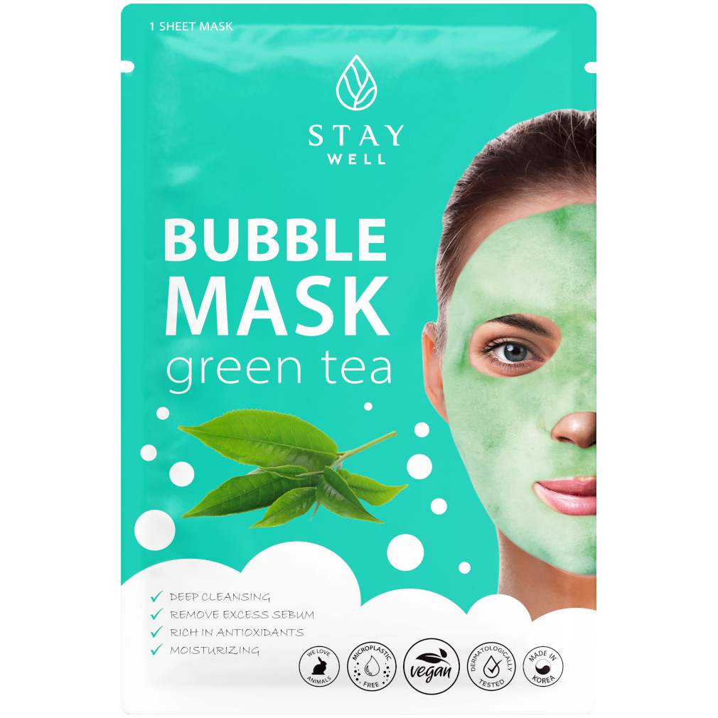 Bublinková maska Stay Well so zeleným čajom