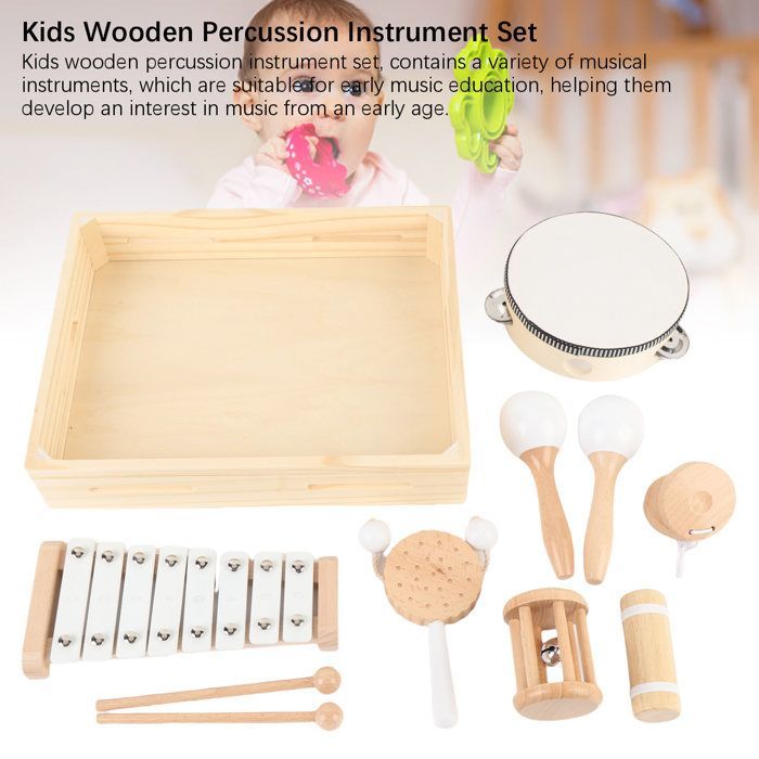 SALALIS Instrument de musique pour enfants Instrument de musique en bois pour enfants, ensemble de jouets à jeux d'activite